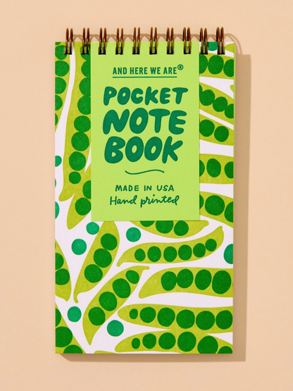 pea pod letterpress spiral pocket notebook