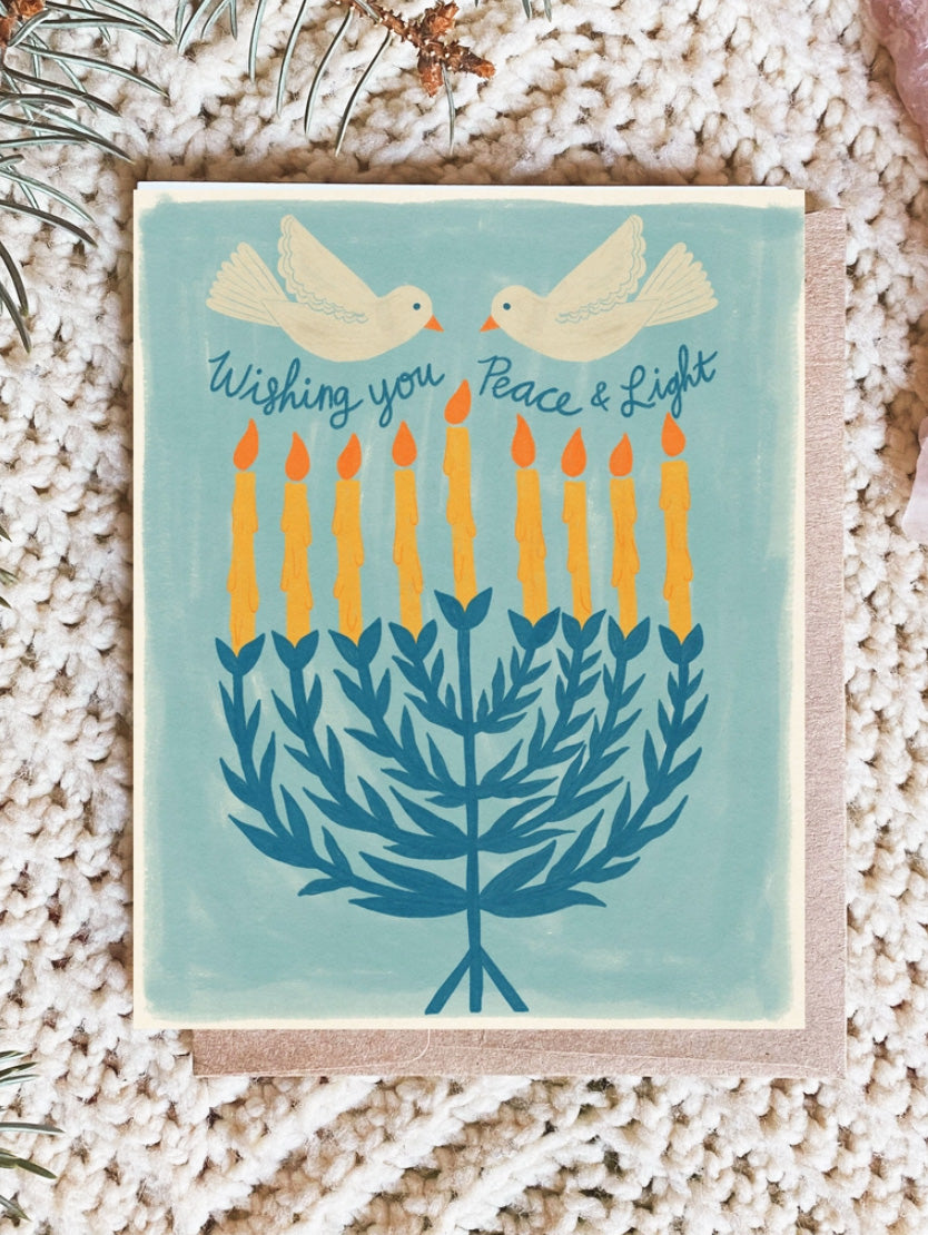 peace + light hanukkah card