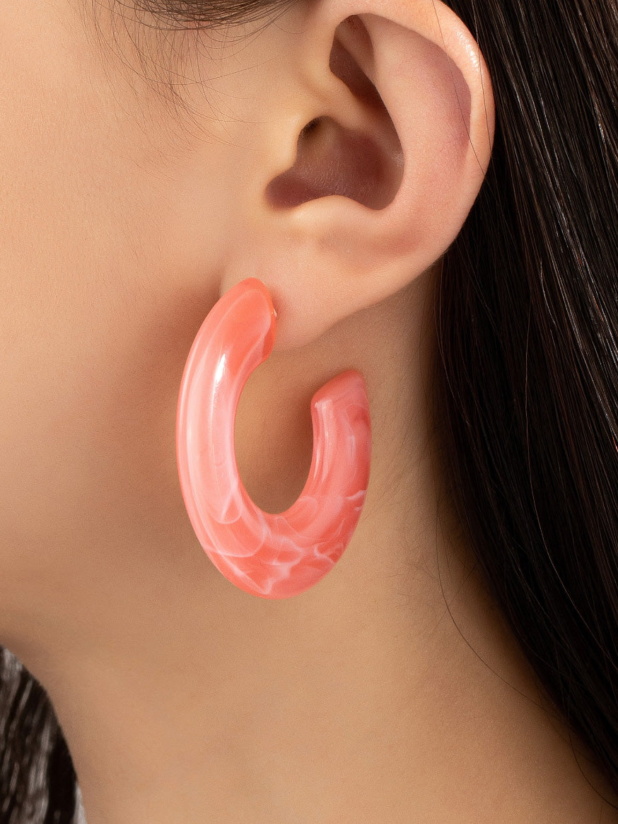 peach chunky resin hoop earrings