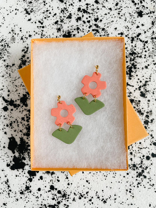 Peach Flower Earrings
