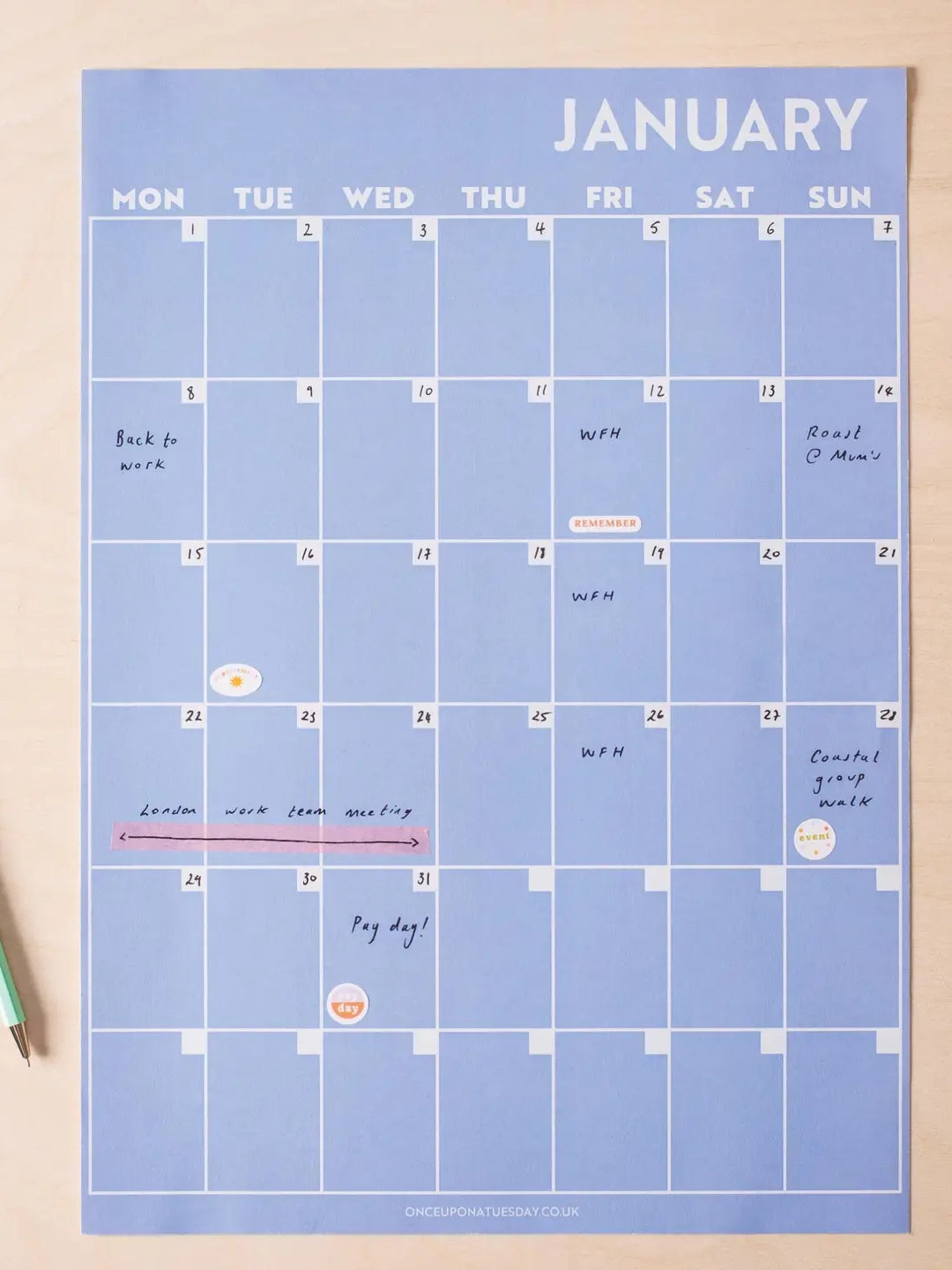 Peachy Hues Monthly Undated A3 Wall Calendar