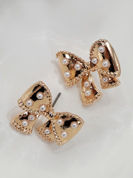 Pearl Bow Earrings