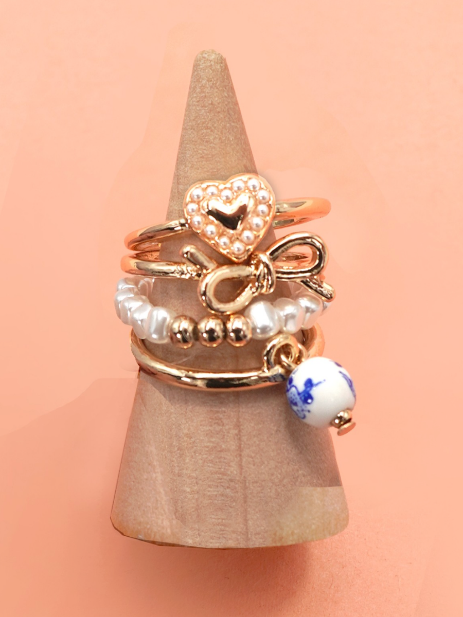 pearl gold ring stack