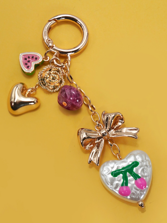 pearl hearts bag charm