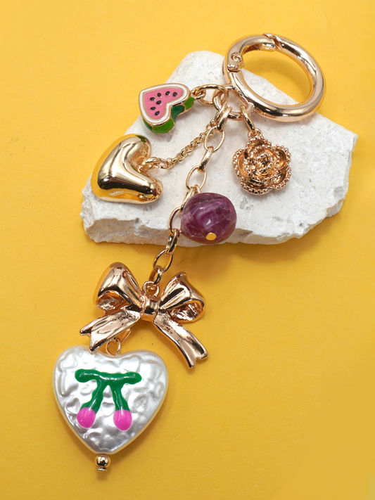 pearl hearts bag charm