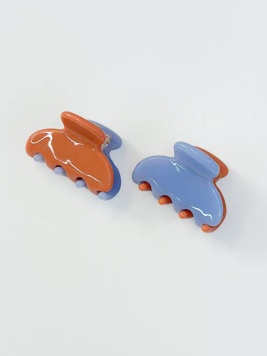 Periwinkle/Burnt Orange Jelly Hair Claws Set