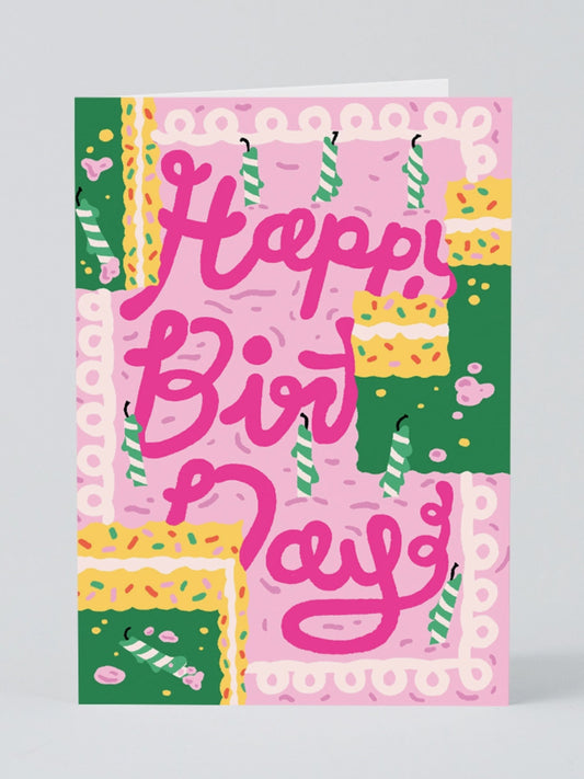 pink birthday cake card