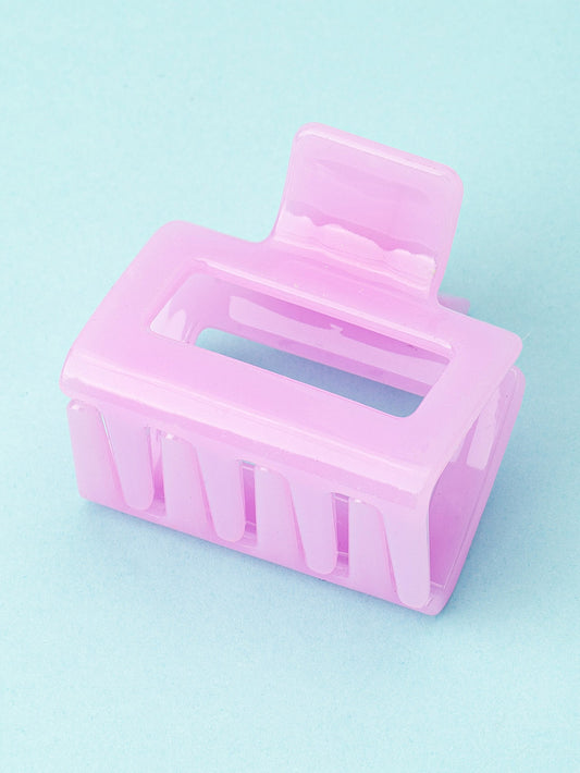 pink glossy square hair claw clip