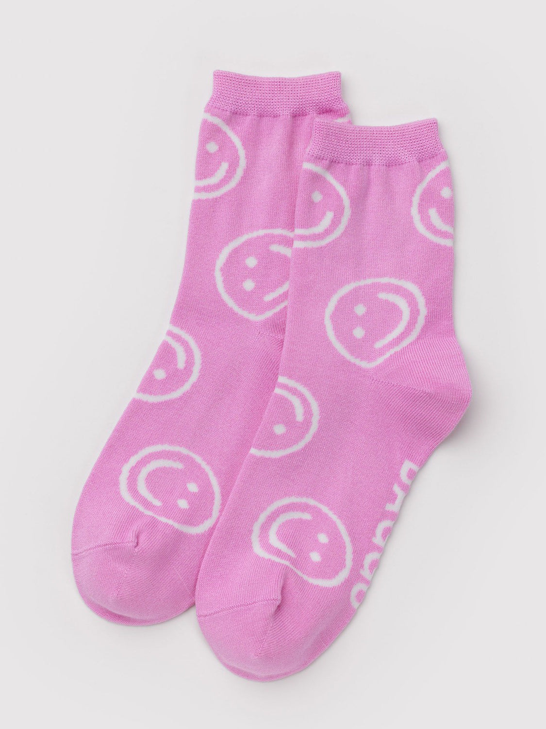 Pink Happy Crew Socks