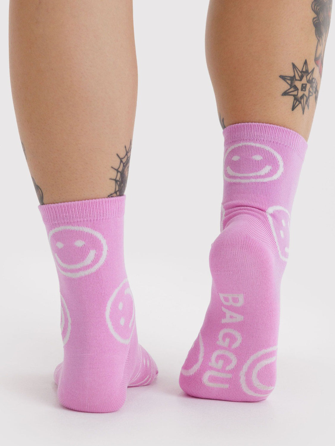 Pink Happy Crew Socks
