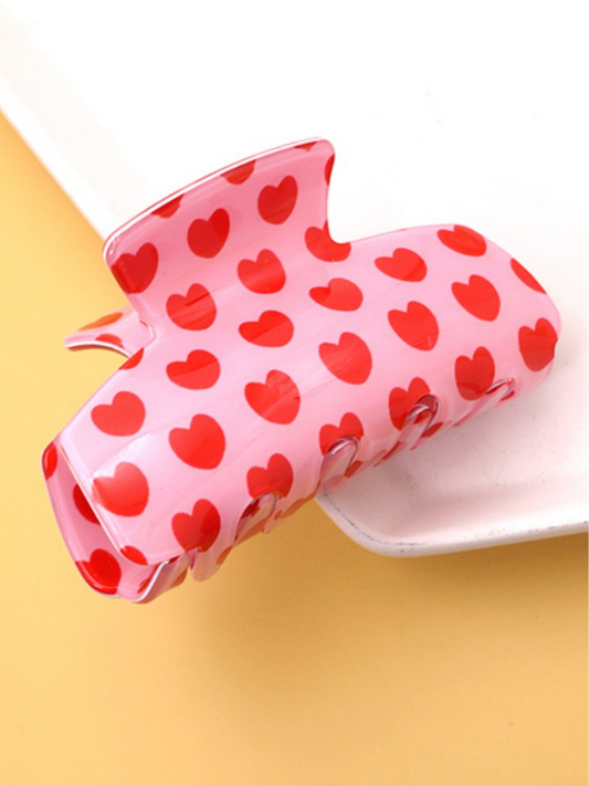pink hearts hair claw clip