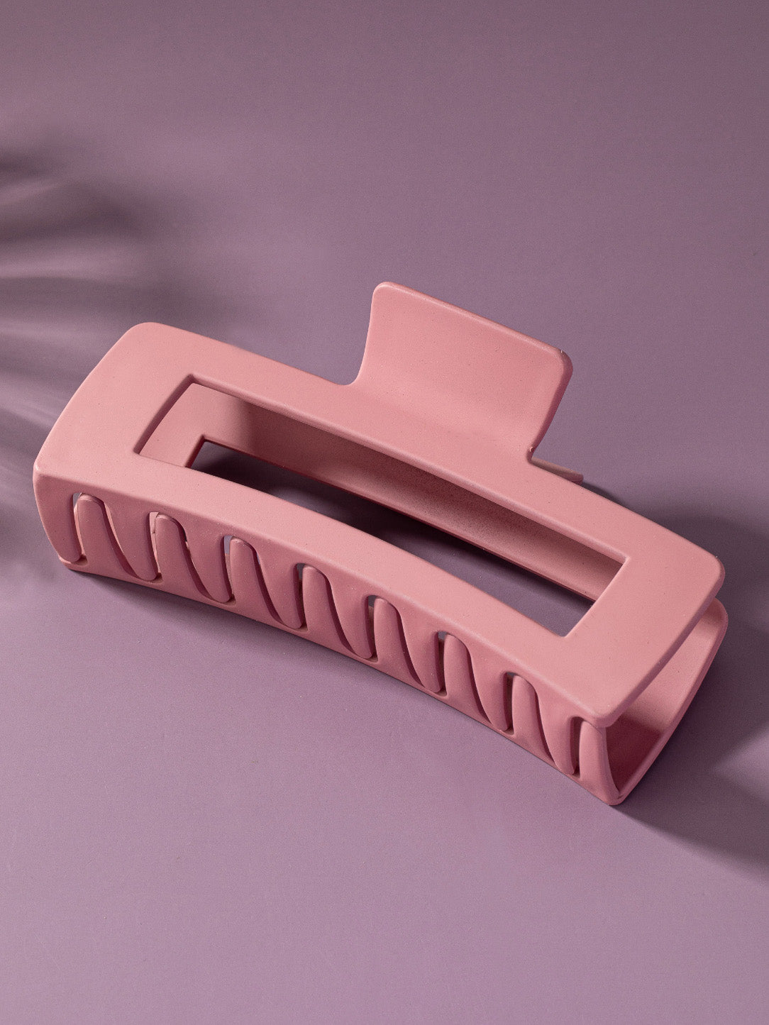 pink matte rectangle hair claw clip