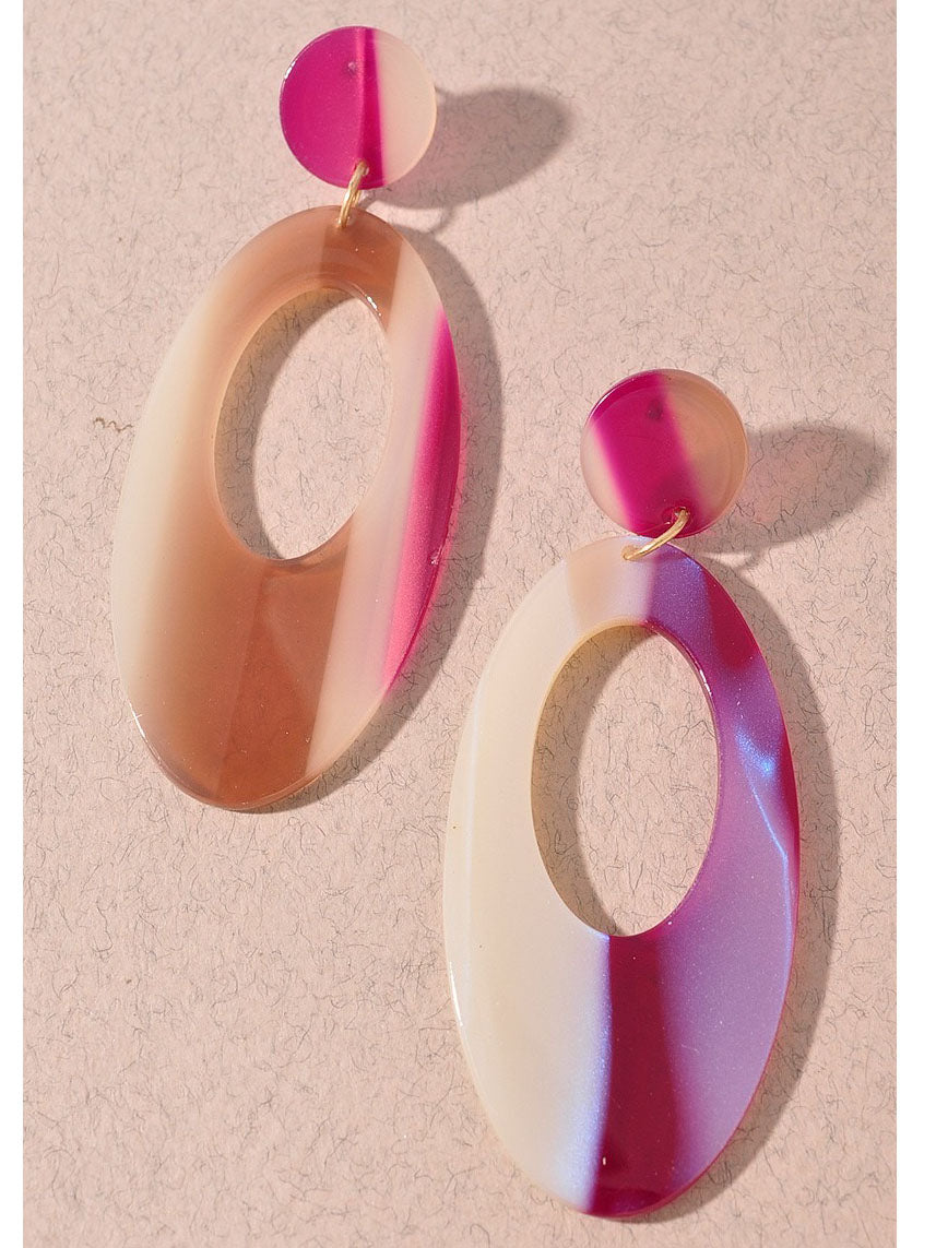 Pink Oval Dangle Earrings