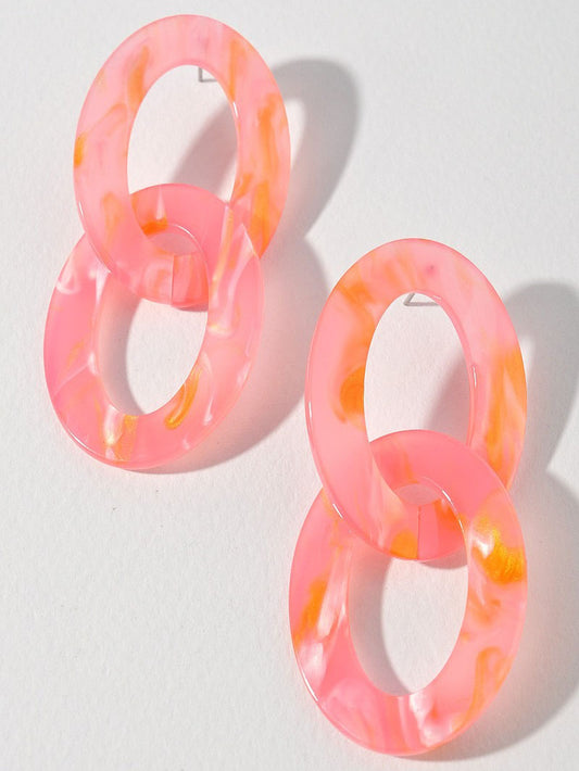 Pink Oval Link Earrings
