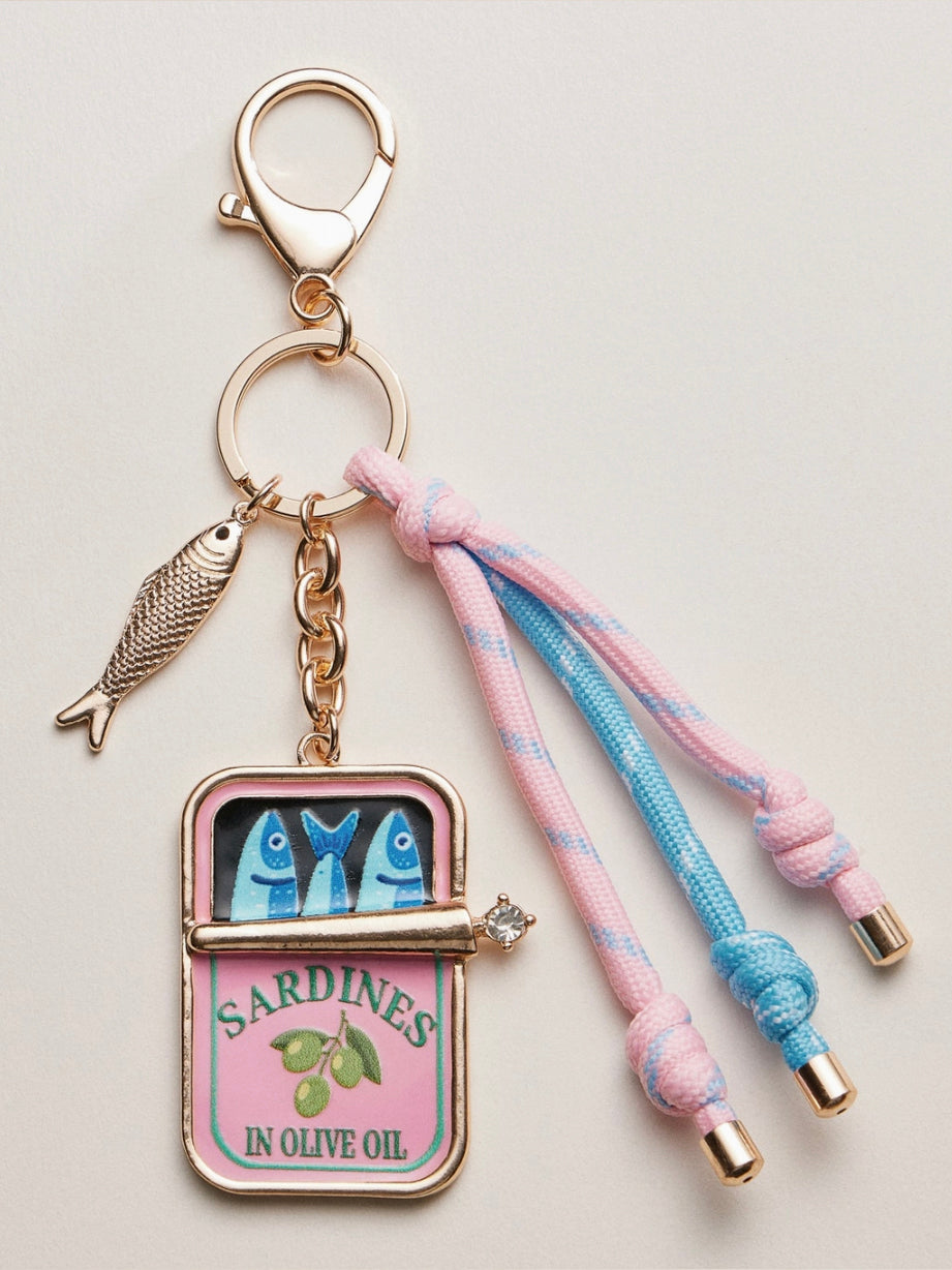 Pink Sardines Bag Charm Keychain