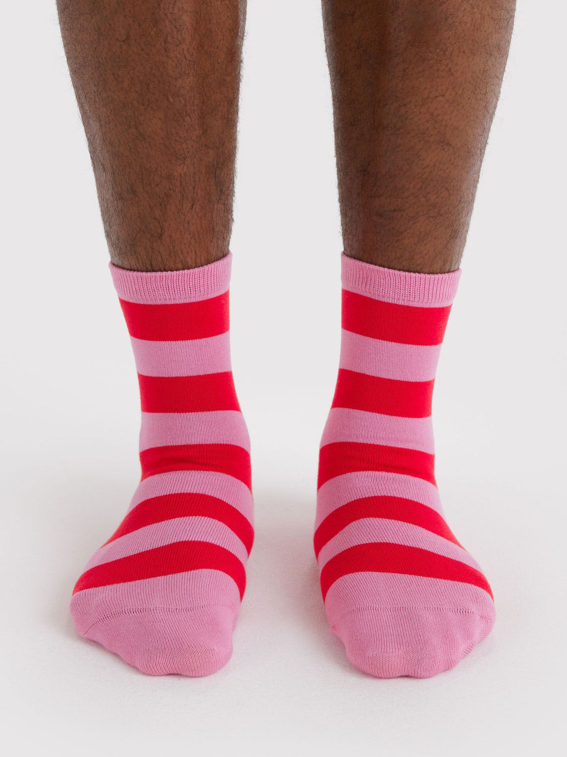 Pink Stripe Crew Socks