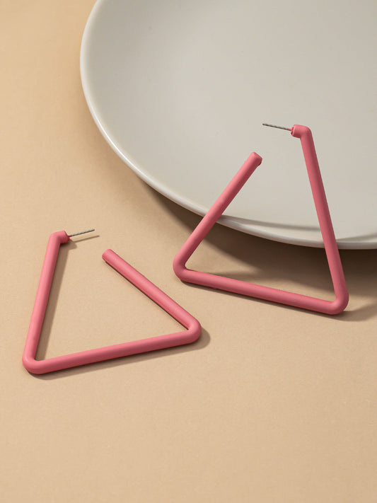 pink triangle hoop earrings