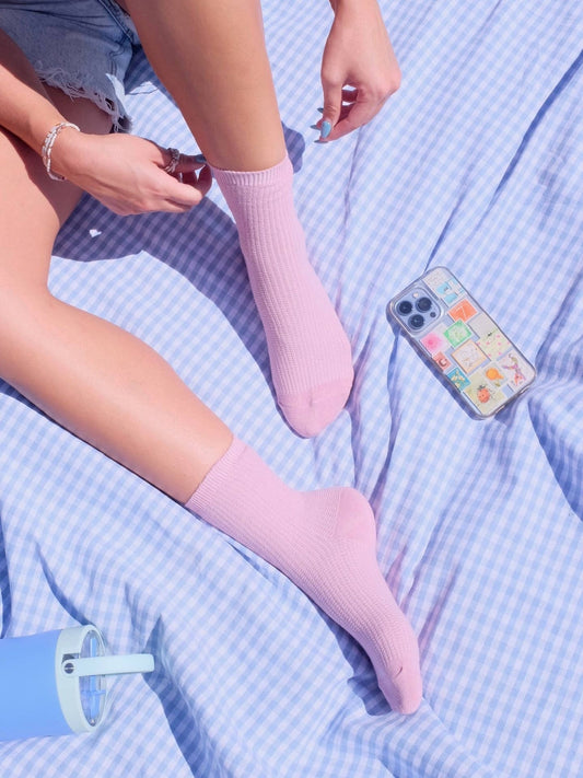 Pink Waffle Staple Socks