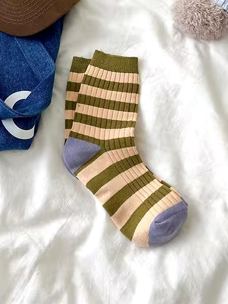 Pistachio Retro Stripe Socks