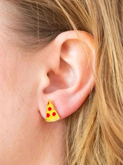 Pizza Enamel Earrings