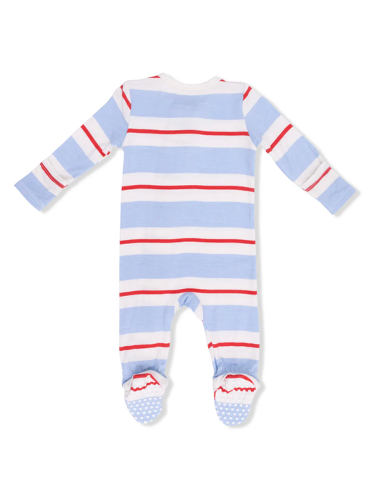 Preppy Rugby Zipper Footie