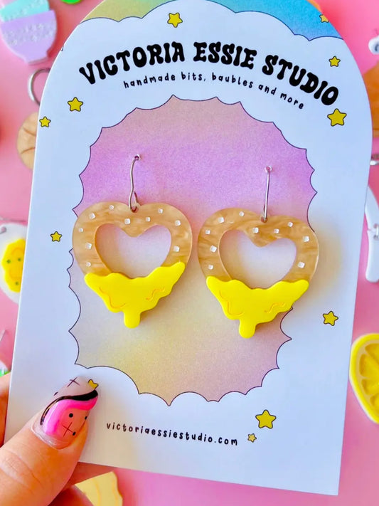 pretzel + cheese earrings