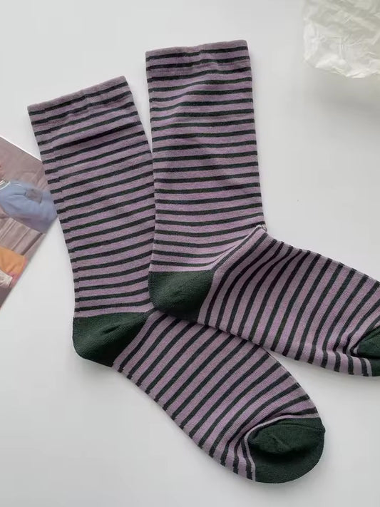 Purple + Green Classic Stipe Socks