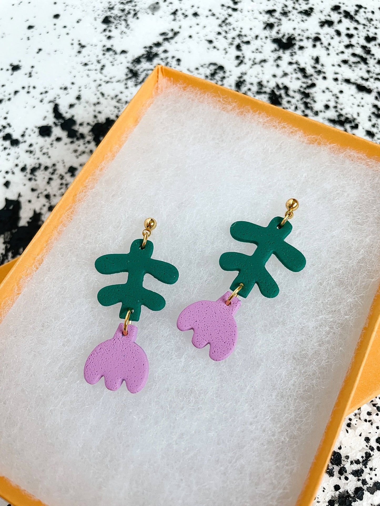 Purple Flower Drop Earrings