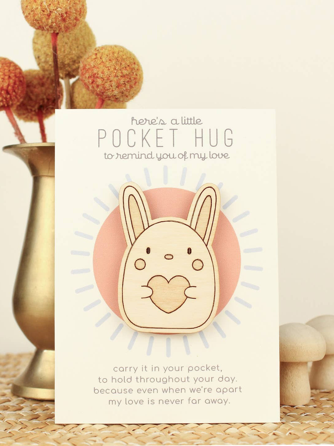 Rabbit Wooden Pocket Hug