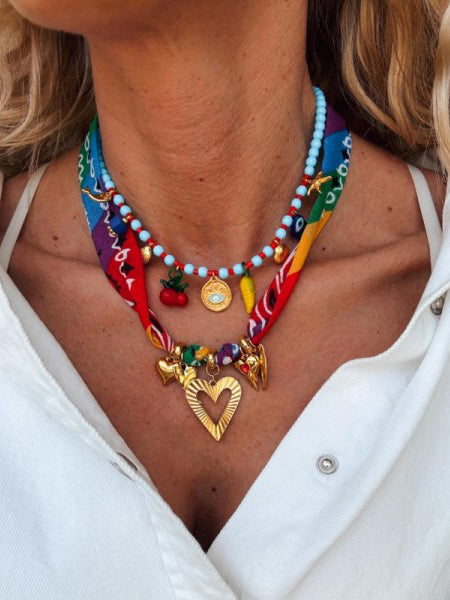 Rainbow Bandana Charm Necklace