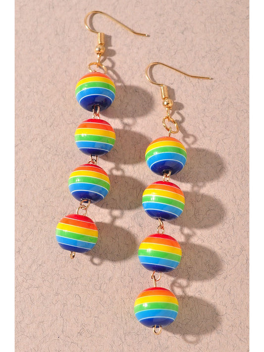 Rainbow Bead Drop Earrings
