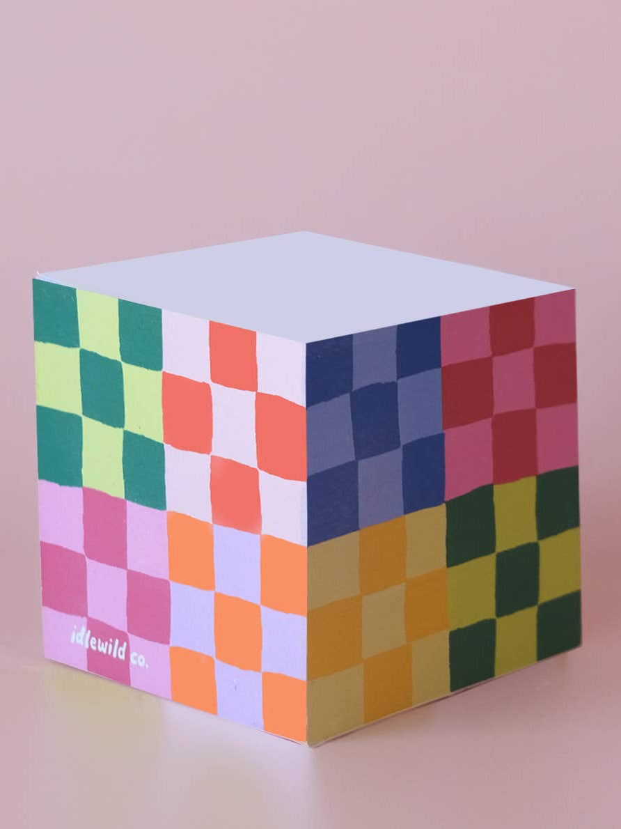 Rainbow Check Sticky Note Cube