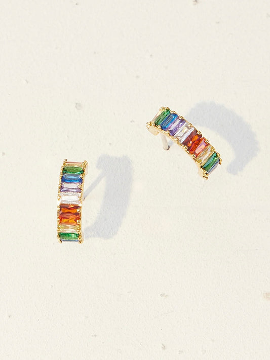 Rainbow Gold Hoop Earrings