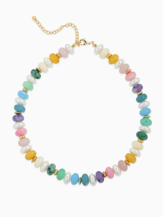 rainbow pearl beaded necklace