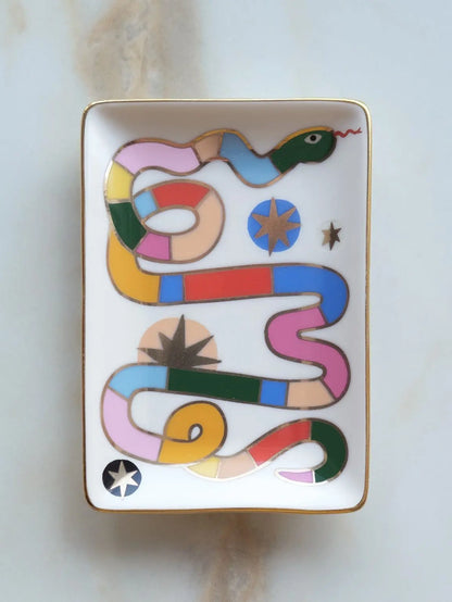 Rainbow Snake Porcelain Trinket Dish