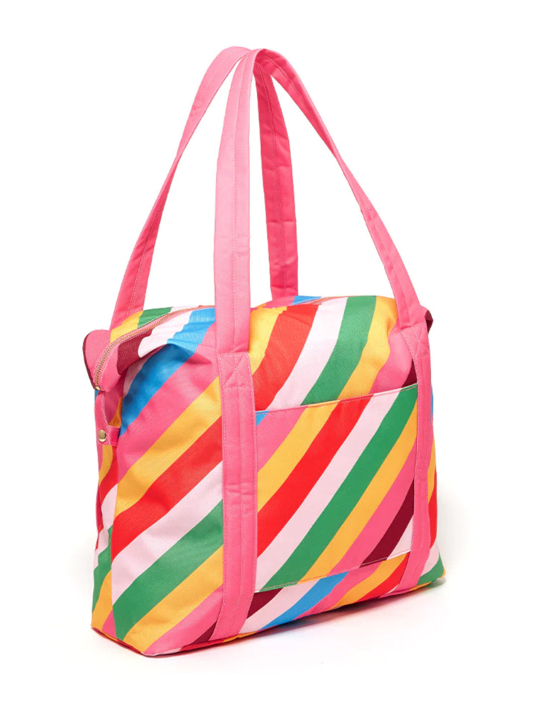 rainbow stripe getaway weekender bag
