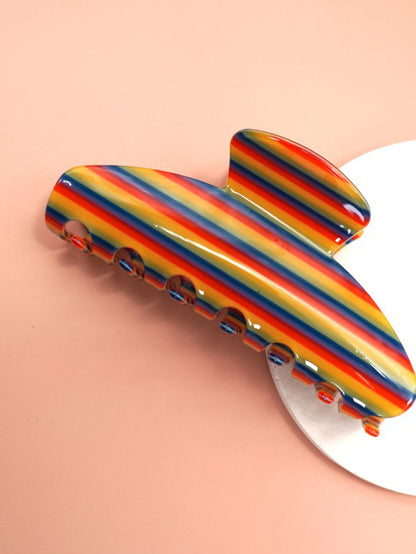 Rainbow Stripe Hair Claw Clip