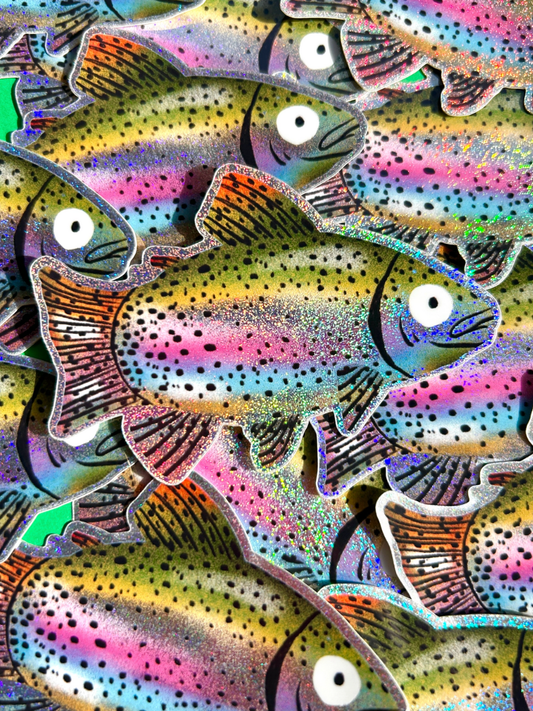 rainbow trout glitter sticker