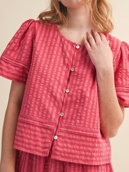 raspberry striped top