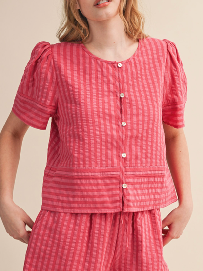 raspberry striped top