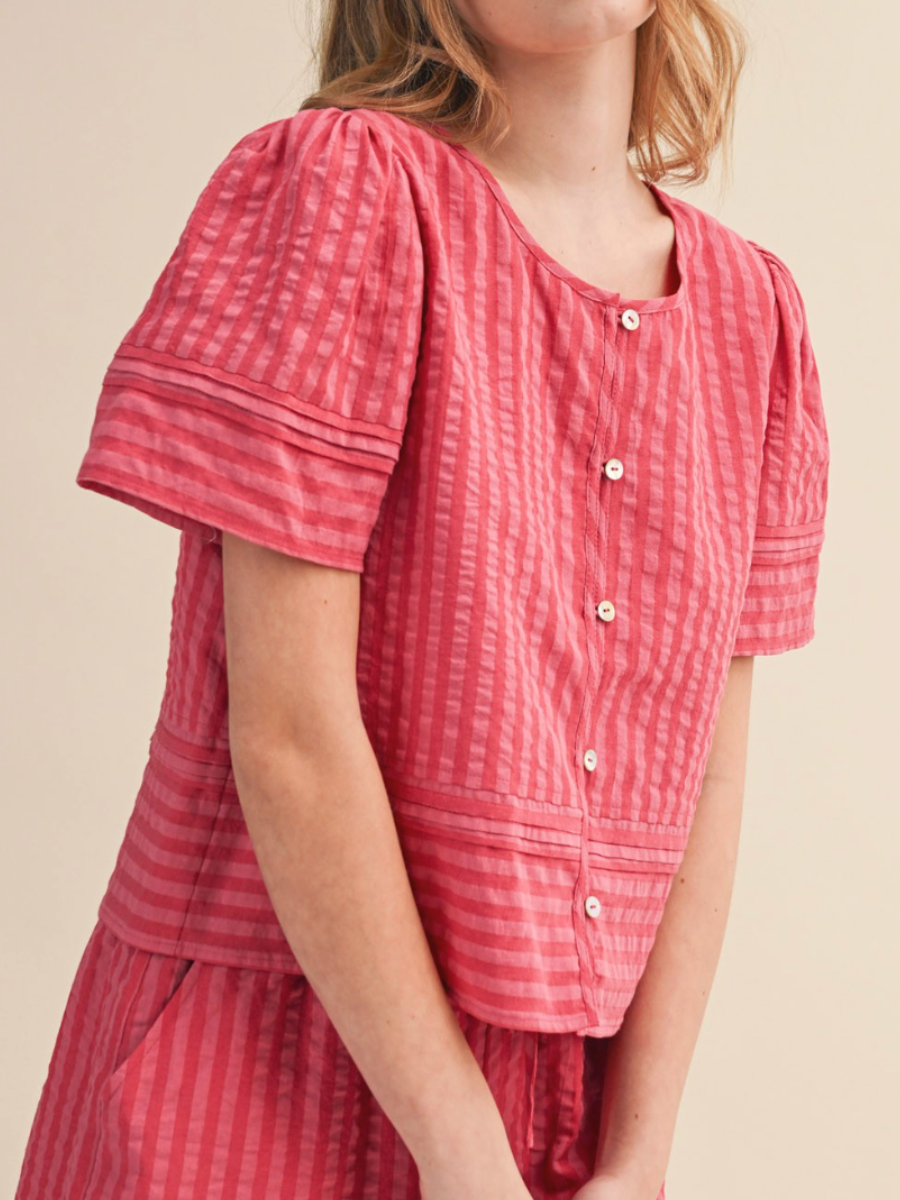 raspberry striped top