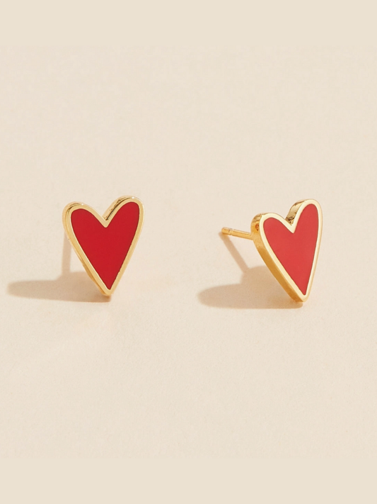red heart studs