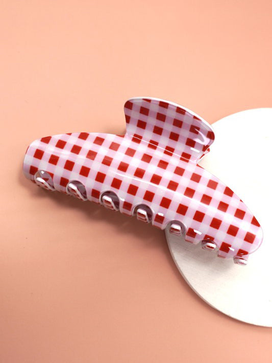 Red Plaid Hair Claw Clip