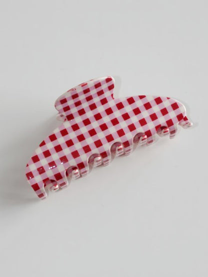Red Plaid Hair Claw Clip