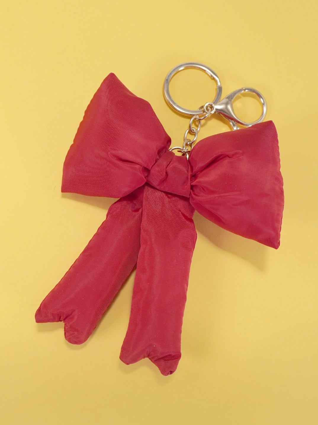 red puffy bow keychain