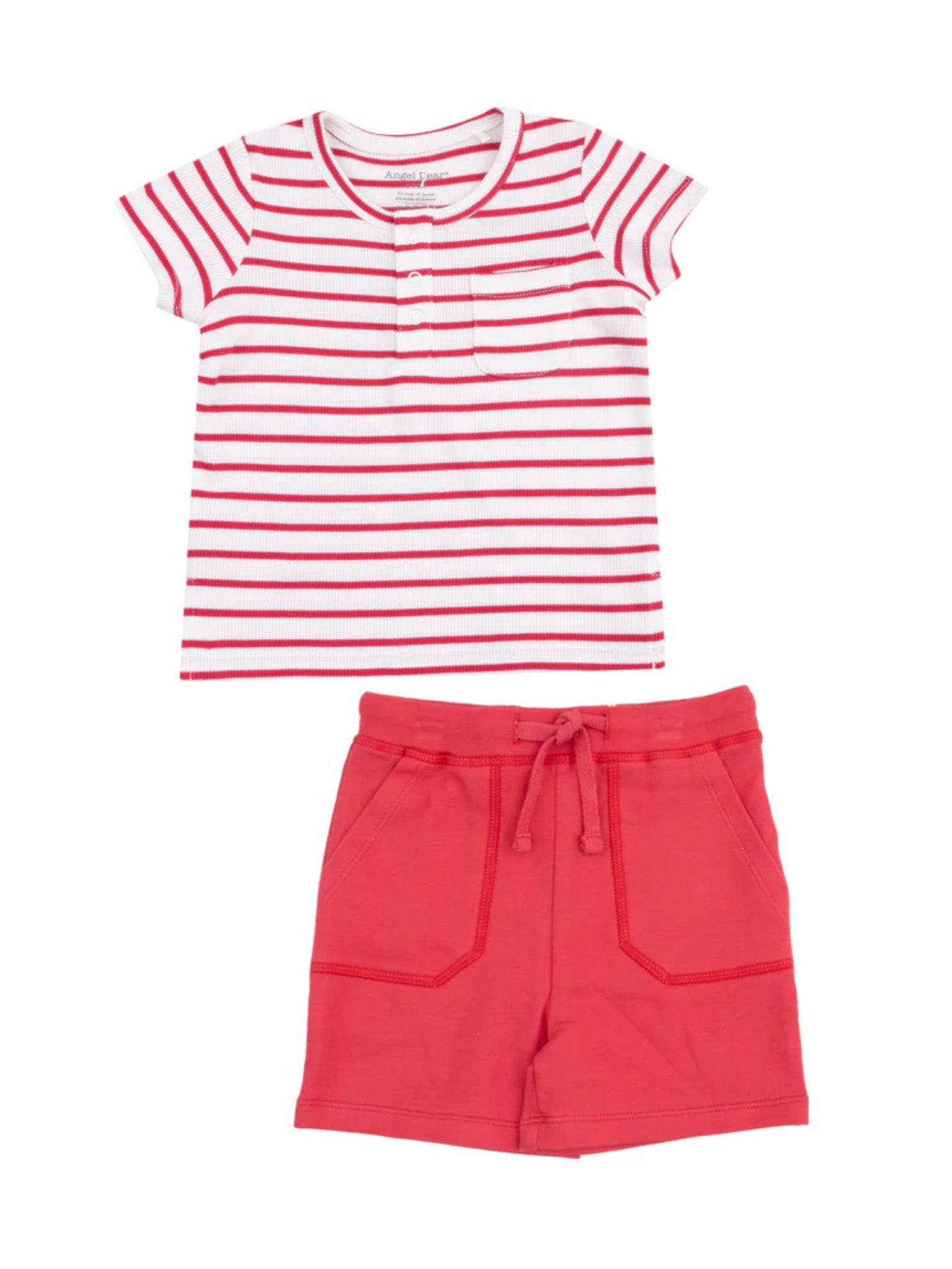 red stripe shirt + shorts set