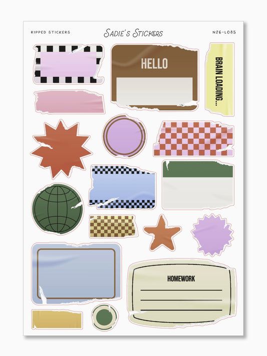 Ripped Stickers Scraps & Snippings Sticker Sheet