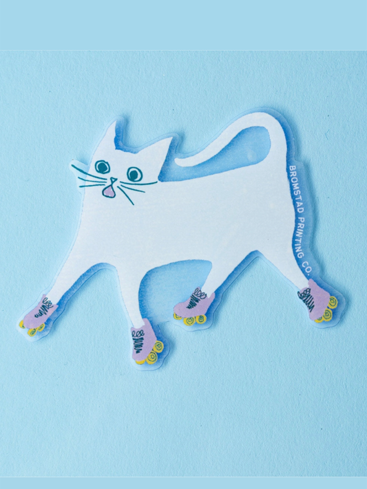 rollerskate cat clear sticker