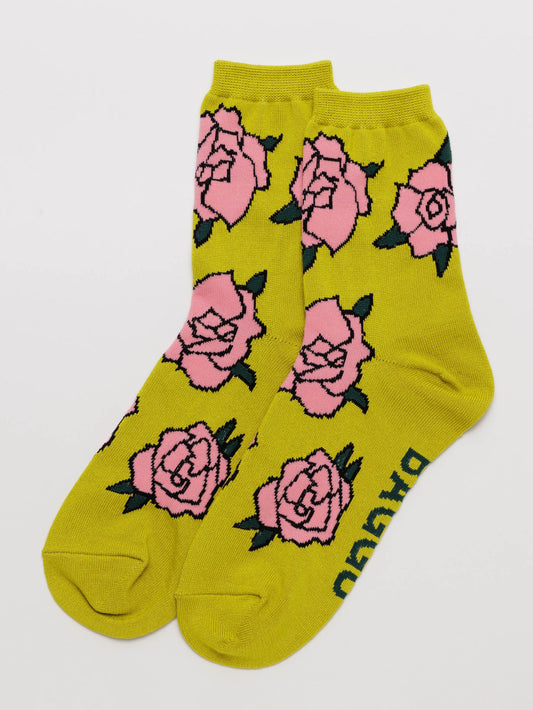 rose crew socks