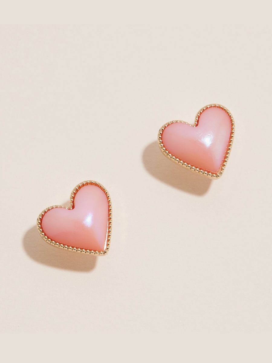 rose heart stud earrings